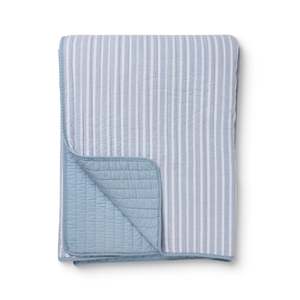 Bed Linen: Sinclair Blue Stripe Quilted Coverlet
