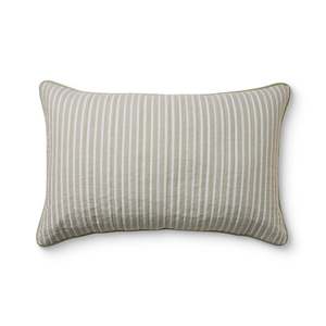 Bed Linen: Sinclair Green Stripe Quilted Pillow Case Set 2