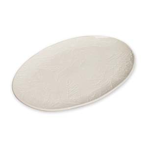 Clearance: Poinsettia White Engraved Platter 36x24x25cm