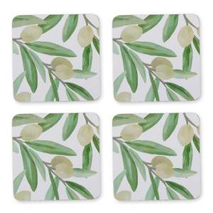 Tableware: Sicilian Olive Square Hard Coaster Set 4