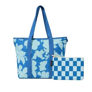 Pool Side Floral Carryall Tote & Pouch Set
