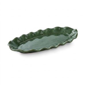 Sullivan: Sullivan Green Wavy Large Oval Plate
