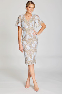 Dress: Pink Ruby - PD234305 Glamerous Frill Sleeve Dress