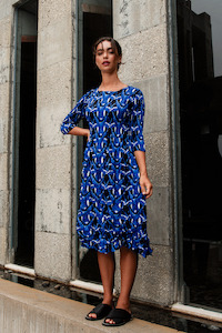 Alquema 3 4 Smash Pocket Dress: Alquema - ADC544-FH 3/4 Sleeve Smash Pocket Dress