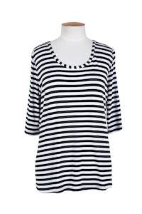 Printed Tops: Cashews - C958 SS Stripe Tee