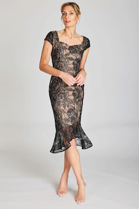 Pink Ruby - PD234006 Sophistication Frill Hem Dress