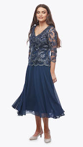 Jesse Harper - JH0604 V Neck Sequin Lace Chiffon Dress
