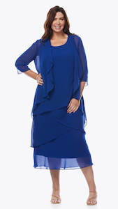 Layla Jones - LJ0148 Midi Chiffon Layer Dress with Jacket
