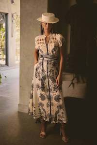 Midi: OnceWas - Xanthia Diamond Print Dress