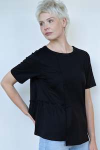 White On Black - Half Gather Top