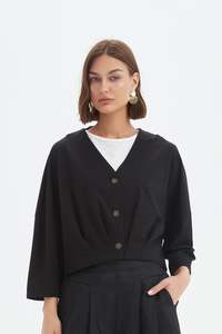 Tirelli: Tirelli - Pleat Hem Crop Cardigan