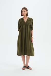 Tirelli: Tirelli - Puff Sleeve Gather Front Dress