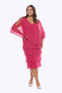 Wedding Guest: Layla Jones - Vee Neck Chiffon Layer Dress