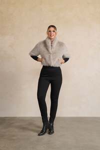 Holmes And Fallon: Holmes and Fallon - Sparkle Faux Fur Crop Jacket