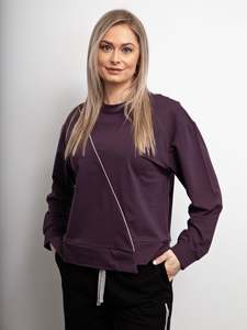 Sweaters: White on Black - Piped Sweat