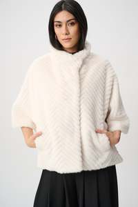 Joseph Ribkoff: Joseph Ribkoff - Chevron Faux Fur Cover Up