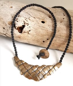 Products: Bronze Harakeke Weave Crescent Necklace Artisan Jewellery - Maggie Adams Jewellery - Hand Made Gold & Silver Jewellery