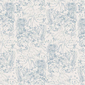 Bunny Fairies in Sky Blue 130cm wide x 300cm height