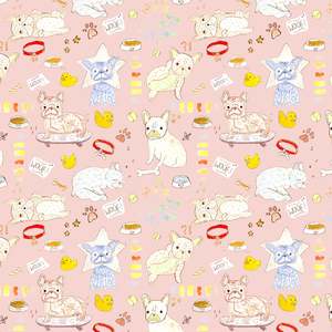 Fabrics: French Bulldog World Cotton