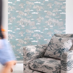 Non Woven Wallpapers: Blue Wonder 2023 on Duckegg Blue 130cm wide x 300cm height