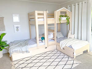 Country L-shaped Triple bunk bed