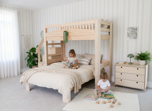 Pine Furniture: Family Cozy T-shaped Bunk Bed PINE