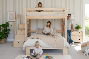 Pine Furniture: Family Classic T-shaped Bunk Bed PINE