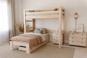 Pine Furniture: Classic L-shaped Bunk Bed PINE