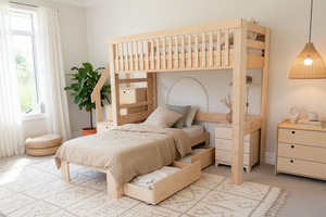 Pine Furniture: Scandi L-shaped Bunk Bed PINE