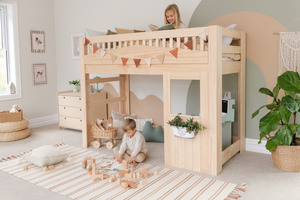 Pine Furniture: Tree House LOW Loft Bed PINE