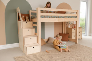 Pine Furniture: Classic LOW Loft Bed PINE