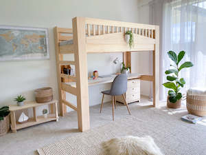 Loft Bed With Desks Pine: Cozy loft bed with desk PINE