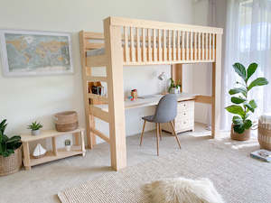 Loft Bed With Desks Pine: Scandi loft bed with desk PINE