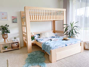 Family Bunk Beds T Shaped Pine: Family Scandi T-shaped bunk bed PINE