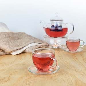 Teaware And Accessories: Glass Teacup and Saucer Set 100ml - Set of 2(Free Gift)