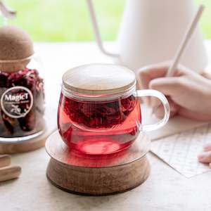 All: Wood Lid Glass Infuser Mug (Free Gift)