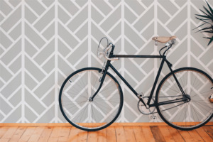 Contemporary Patterns: Mountain Peaks White on Grey