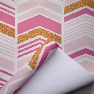 Chevron Stripes Pink and Gold