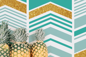 Chevron Stripes Turquoise and Gold