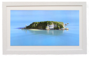 Framed prints: “Hanging Gardens of Ngawhiti Tata Island” Framed Giclee by Peter Geen