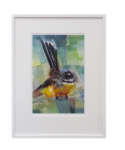 Framed prints: “Wee Fantail” framed Limited Edition Print by Sheila Brown