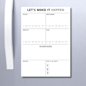 Magnetic Planners Organisers: Weekly Family Planner Monochrome
