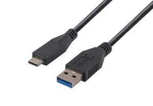 Cables: 1M USB 3.1 USB-C Male to USB-A Male Cable. Black Colour Up to 10G Data Transfer Speed