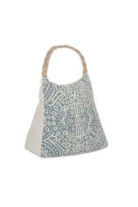 Laguna Fabric Door Stop w Jute Handle Blue/White
