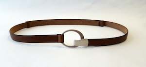 PAULA RYAN Hook and Oval Adjustable Belt - Tan/Gold & Tan/Nickel