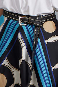 PAULA RYAN Skinny Studs Belt - Black/Light Gold