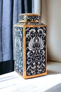 MAGPIE HOME Medium Dynasty Gold & Blue Ceramic Jar