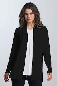 PAULA RYAN ESSENTIALS Easy Fit Panelled Cardigan - MicroModal - Black