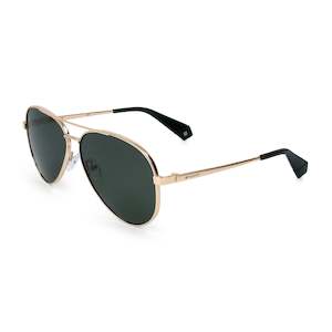 Sunglasses: Polaroid - Gold & Black Aviators