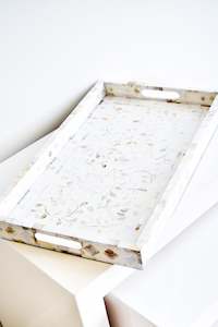 MAGPIE HOME Mother of Pearl Inlay Tray - Off White